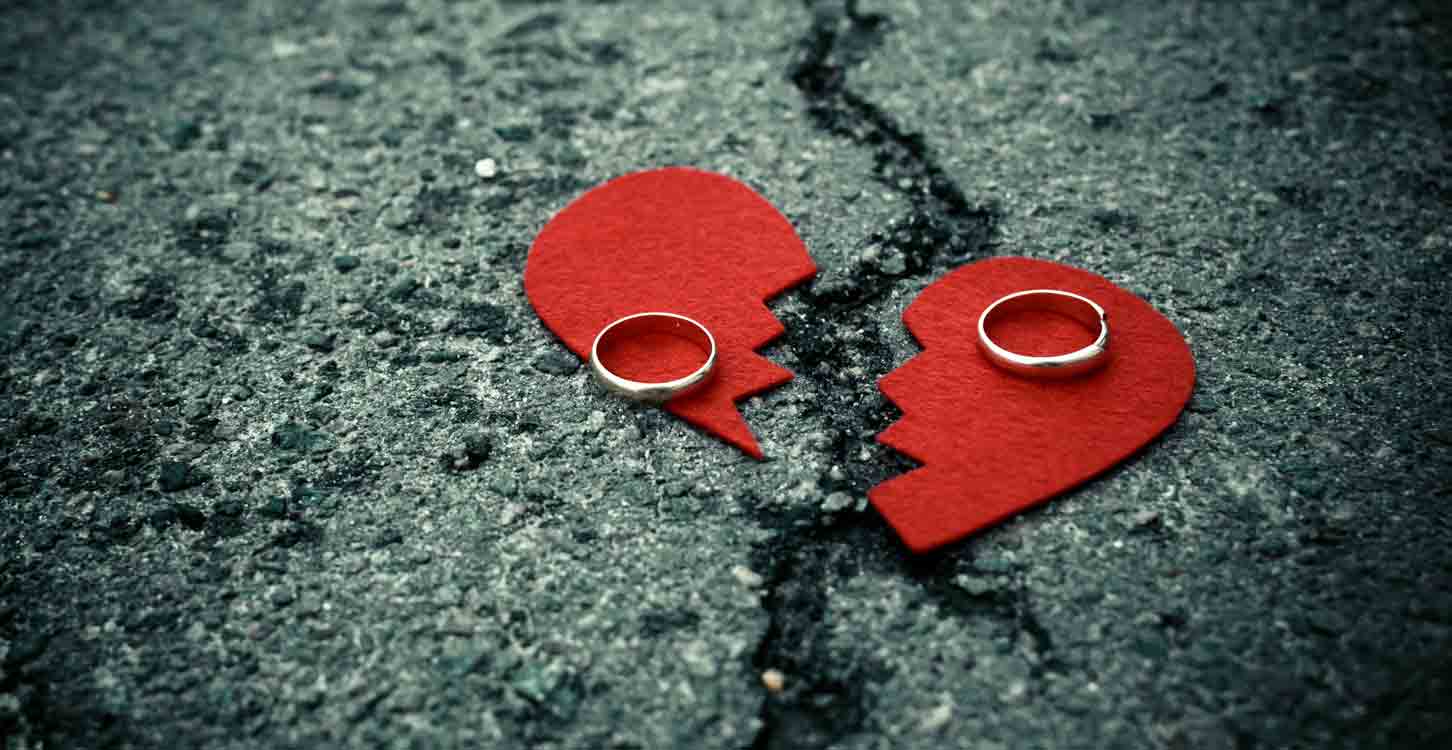 divorce - broken heart with wedding rings