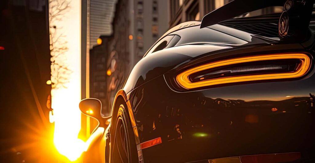 sports car at sunset